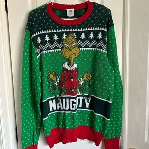 Festive Green Grinch Crewneck Sweater pit to pit 22”
